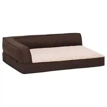 Colchón De Cama De Perro Ergonómico Aspecto Lino Marrón 75x53cm Vidaxl