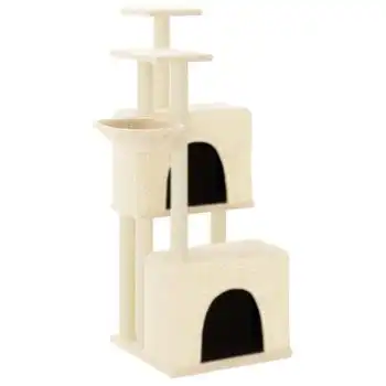 Rascador Para Gatos Con Postes De Sisal Color Crema 122 Cm Vidaxl