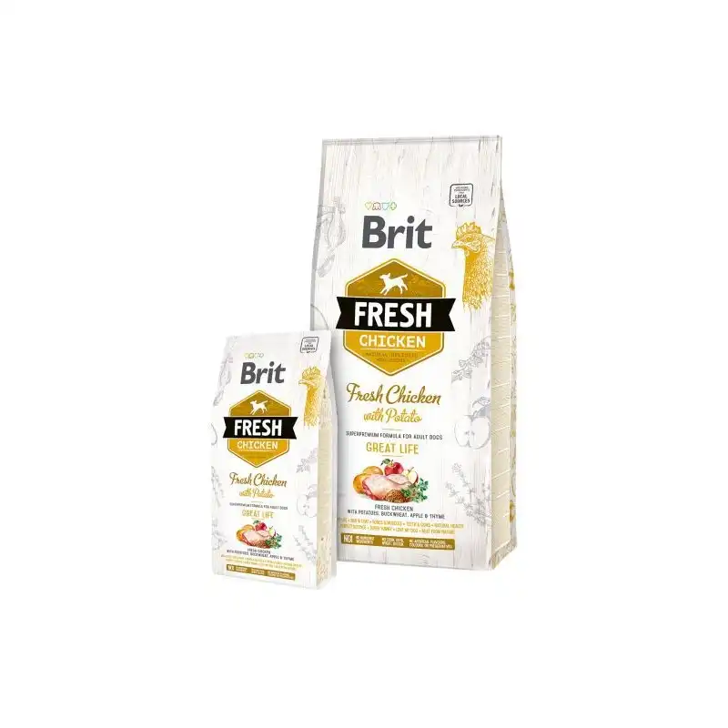 Brit fresh adult great life pollo patata alimentación para perros, Peso 2,5 Kg