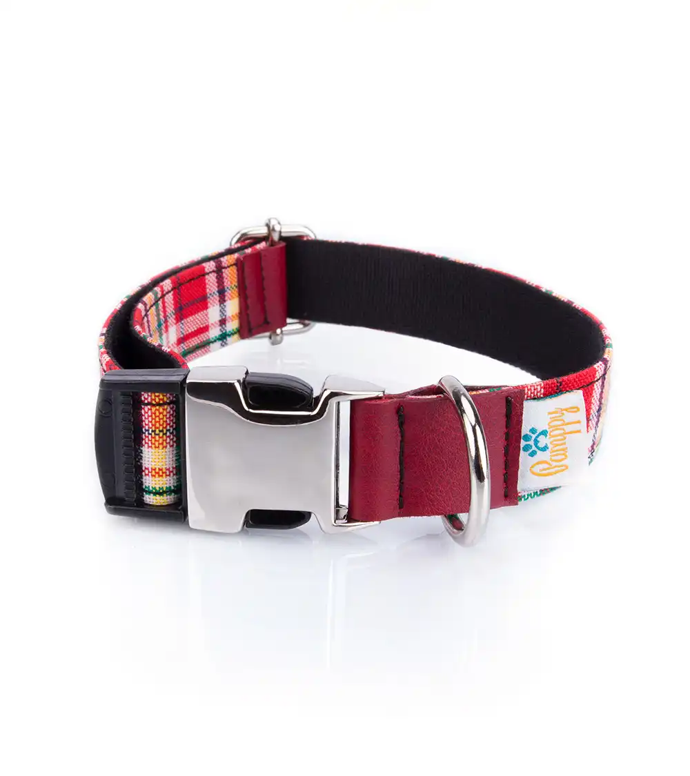 Collar Pamppy Funny Tartán rojo para perros