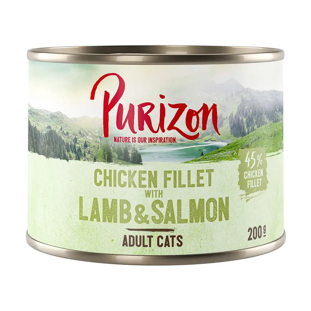 Purizon Adult 12 x 200 g comida húmeda para gatos - Filete de pollo con salmón y cordero