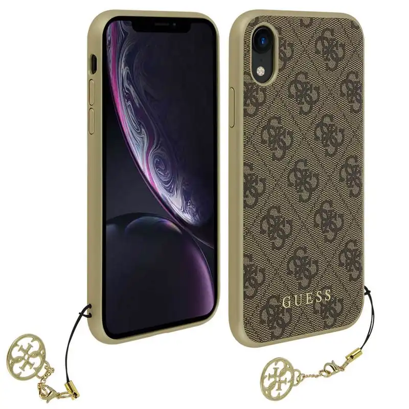 Guess Funda Rígida Monograma Marrón para iPhone XR