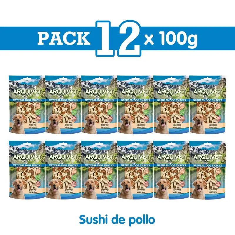 Snack Sushi de pollo 100 g Snack para perros, Unidades 12 unidades