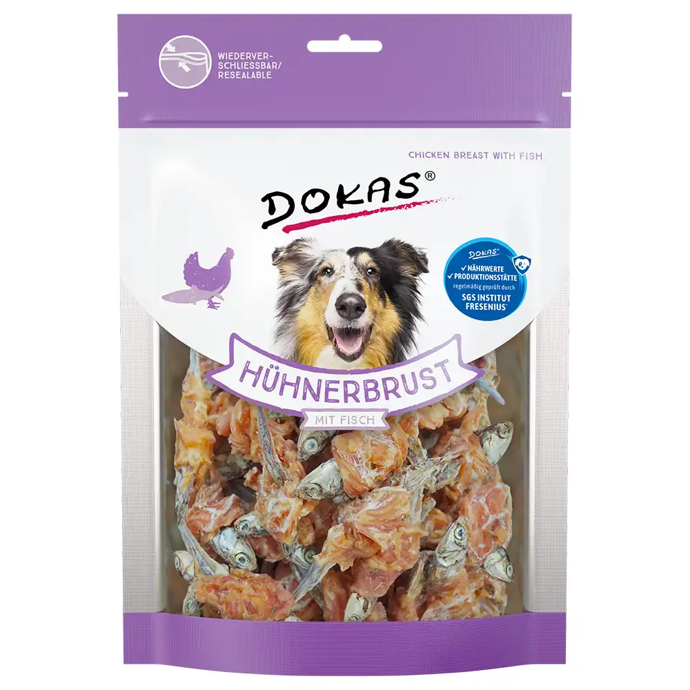 Dokas snack de pollo y pescado para mascotas - 220 g