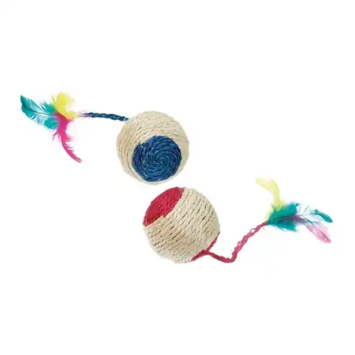 Flamingo Pelota de sisal con sonajero ey pluma para gatos