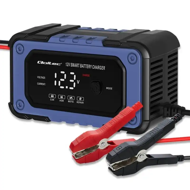 Qoltec 52483 Cargador de Baterías Inteligente para Baterías GEL/SLA/WET