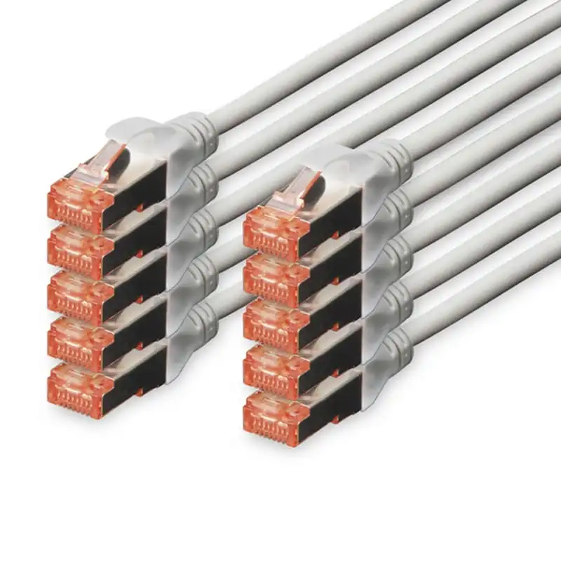 Digitus 10x Cable de Red Cat6 S/FTP S-STP 0.25 m Gris