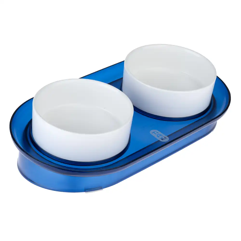 Comedero doble de cerámica TIAKI Duo Deep Sea - 2 x 400 ml, 13 cm de diámetro