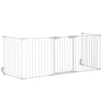 Barrera De Seguridad De Metal Plástico 300x74,5 Cm-pawhut. Blanco