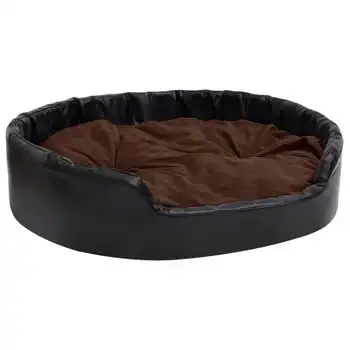 Cama De Perros Felpa Y Cuero Sintético Negro Marrón 99x89x21 Cm Vidaxl