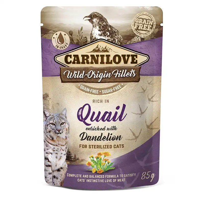 24x85g Carnilove Cat Adulto Pouch Sterilised sabor Codorniz