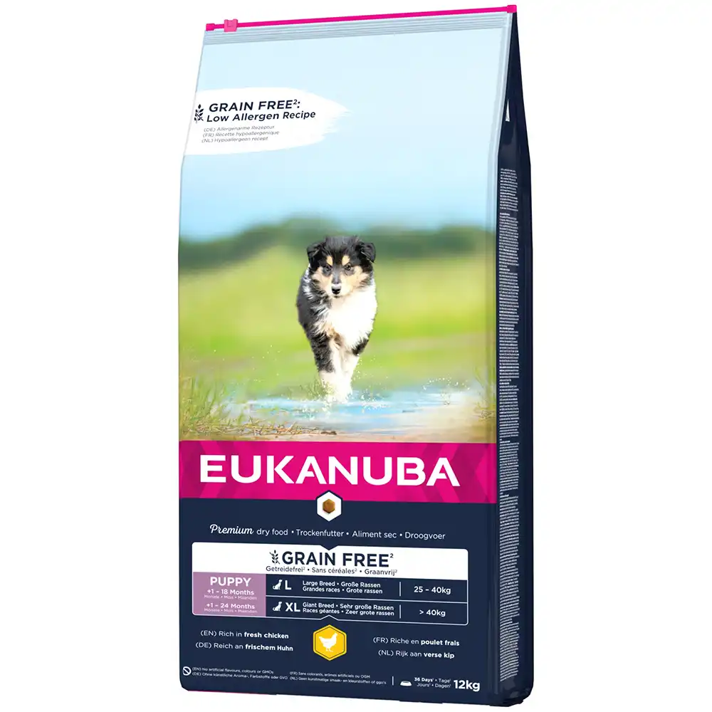 Eukanuba Grain Free Puppy razas grandes con pollo - 12 kg