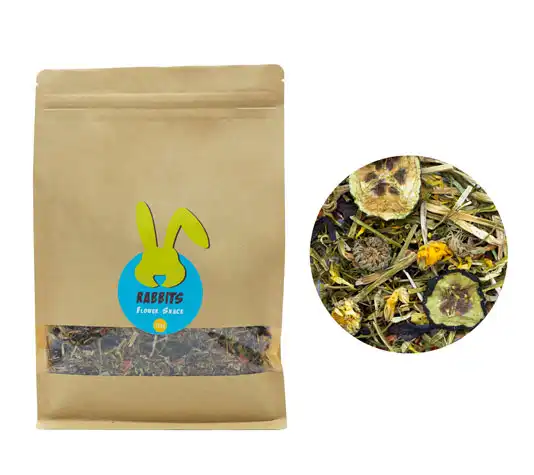 Flower Snack para Conejos –250 g - Mixtura de Hierbas y Flores como alimento complementario para Roedores – Mejora la digestión