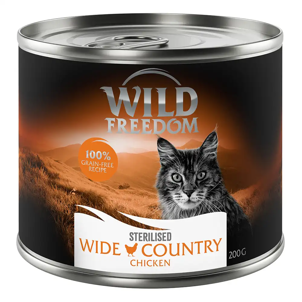 Wild Freedom Adult Sterilised 6 x 200 g - receta sin cereales - Wide Country Sterilised - Pollo puro