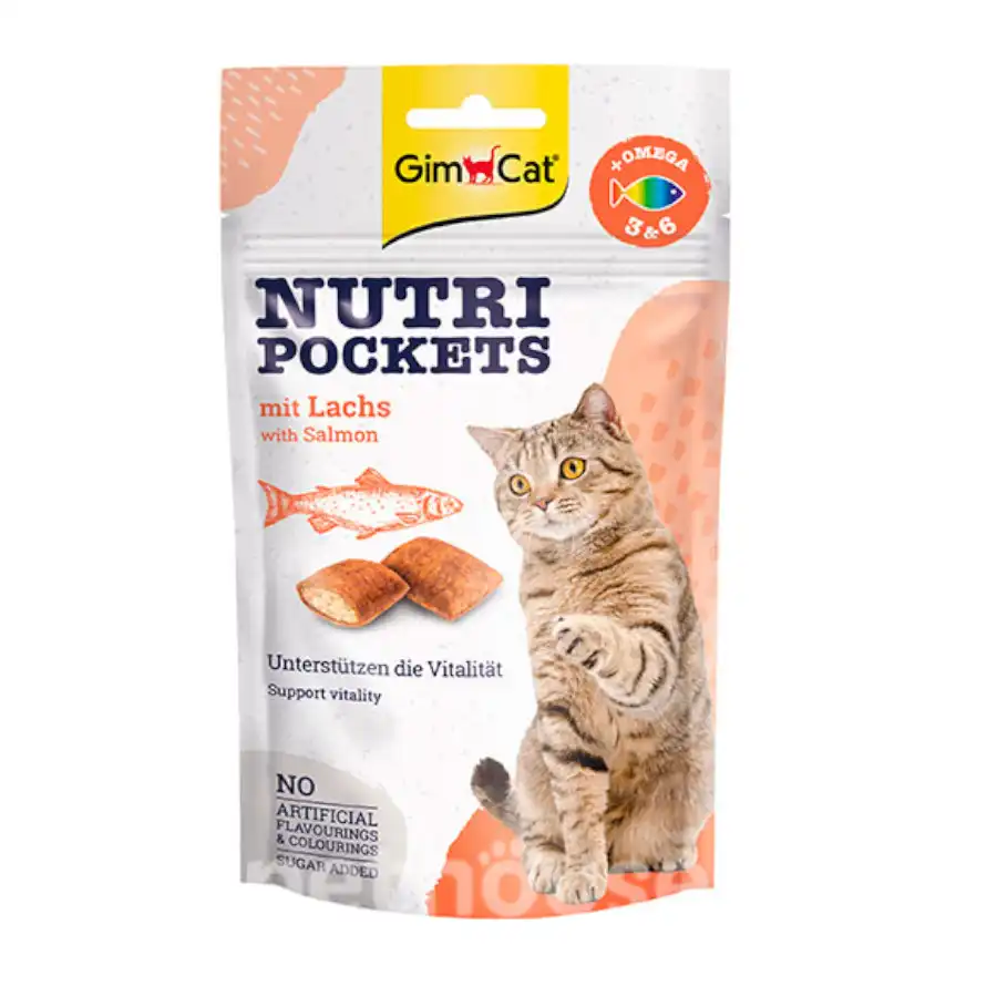 Gimcat Nutri Pockets salmón y omega 3 & 6 60 gr.