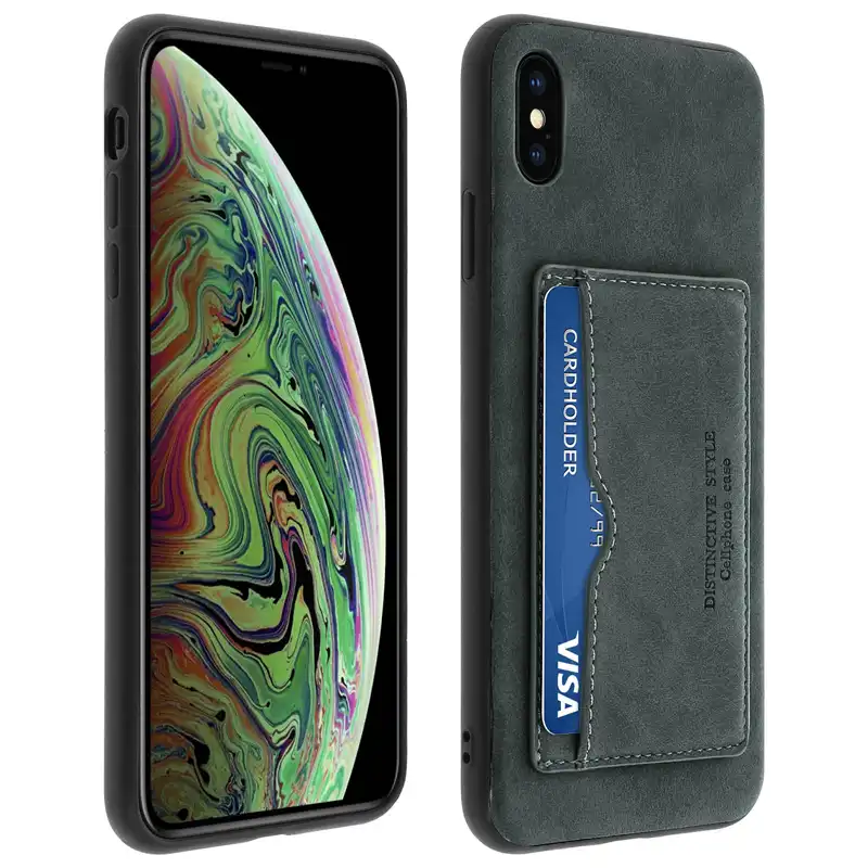 Avizar Funda Trasera de Silicona/Piel Sintética Gris Efecto Vintage para Apple iPhone XS Max