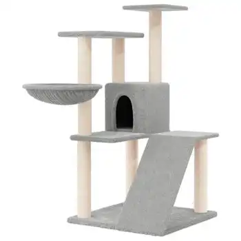 Rascador Para Gatos Con Postes De Sisal Gris Claro 94 Cm Vidaxl