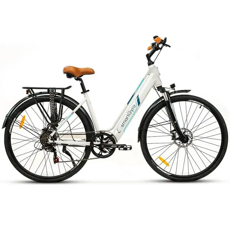 SmartGyro Sunset Bicicleta Eléctrica de Paseo con Asistente al Pedaleo 250W 36V 27.5" Blanca