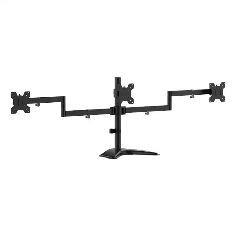 Aisens Soporte de Mesa con Peana Eco Giratorio e Inclinable para 3 Monitores 10kg de 13-27 Negro