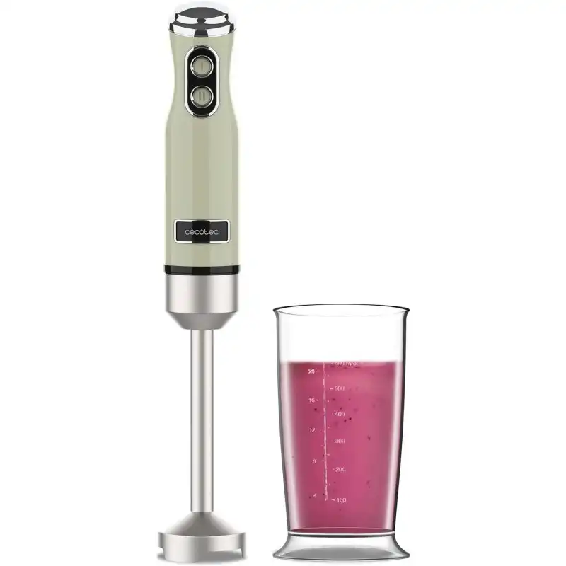 Cecotec Power RetroGreen 1200MAX Batidora de Mano Retro 4 Cuchillas 0.5L 1200W Verde