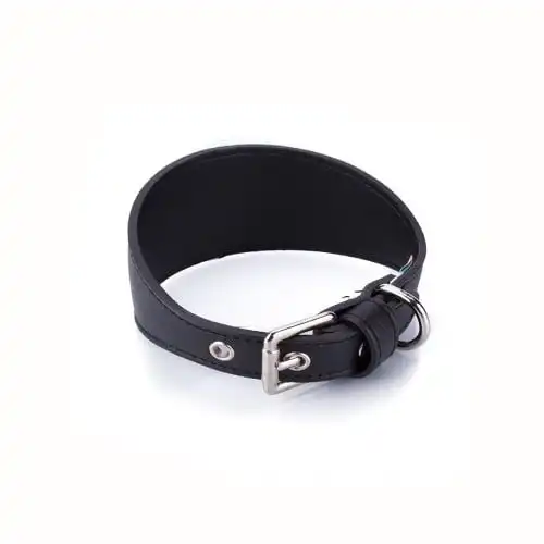 Collar de cuero vegano Pamppy especial galgos color Negro