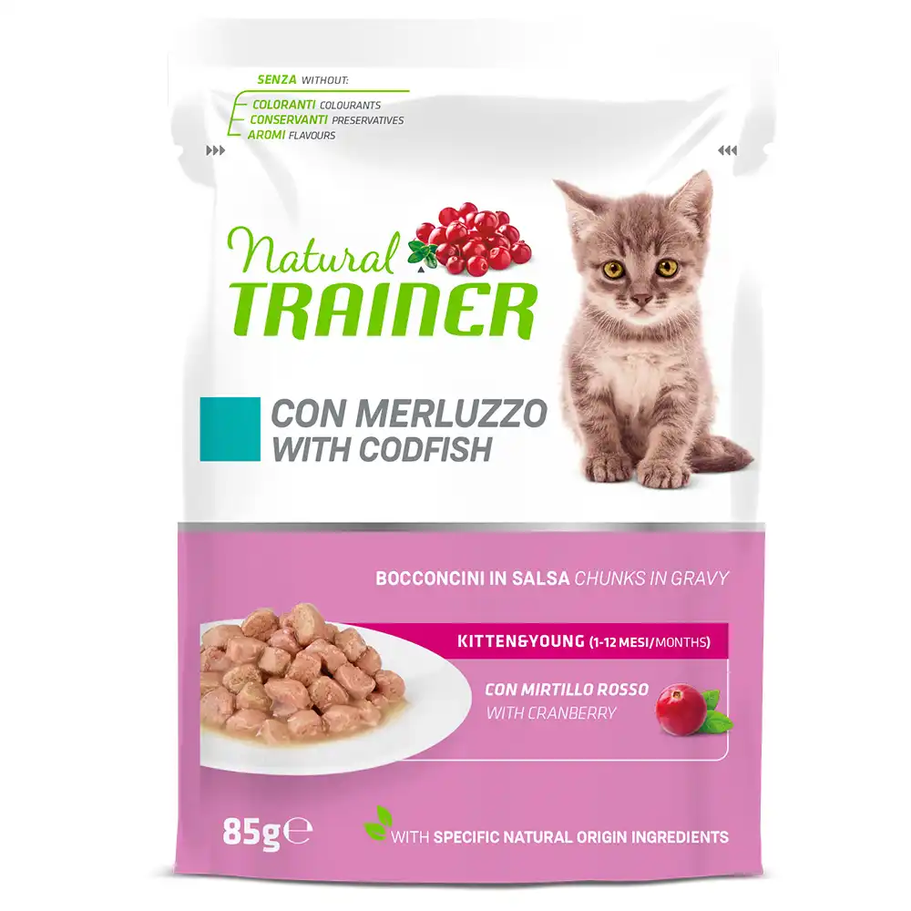 Natural Trainer Kitten & Young para gatitos - 12 x 85 g Bacalao