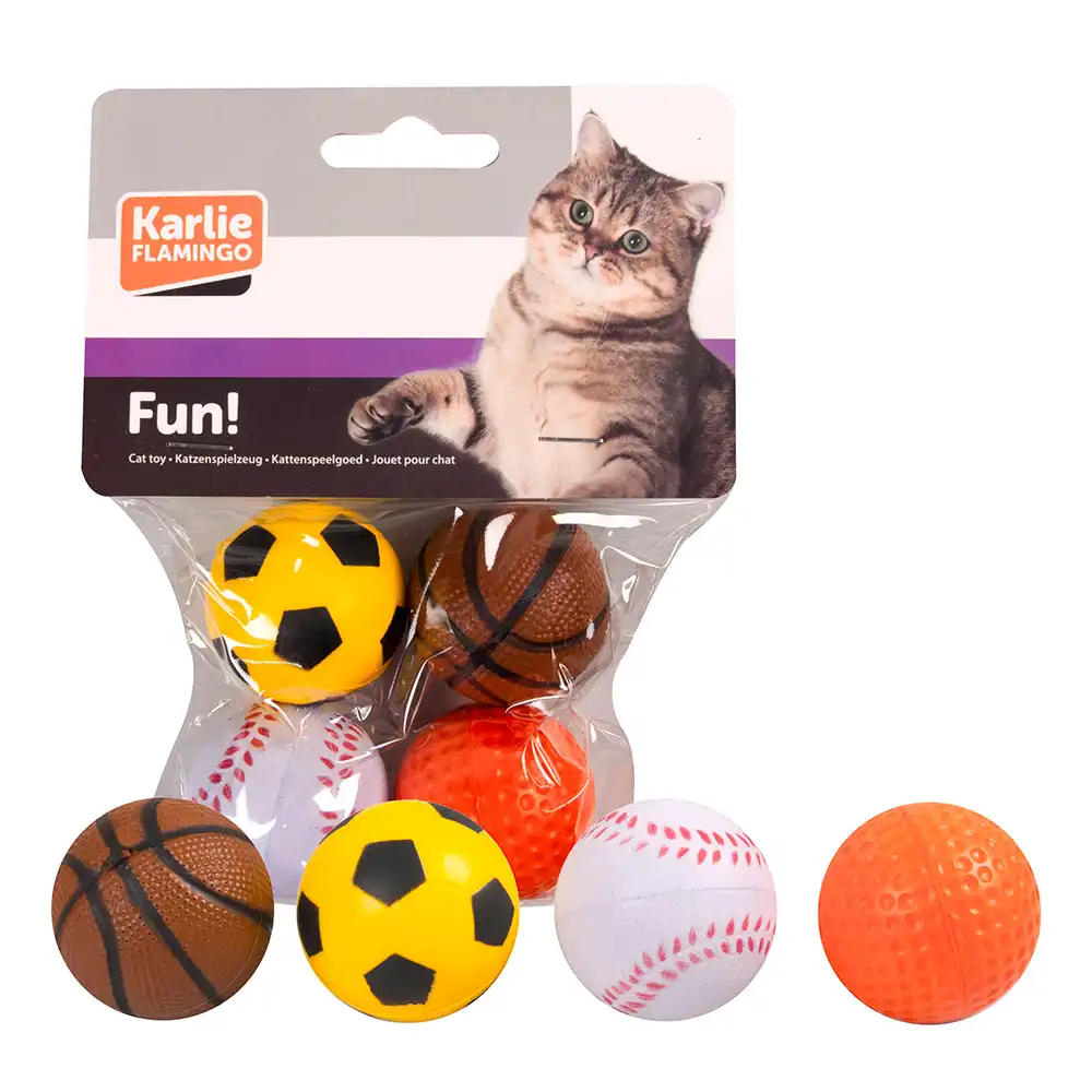 Pelotas Karlie de goma esponjosa para gatos  - 4 unidades