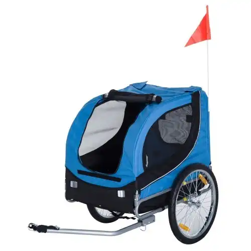 Remolque de bicicleta PawHut para perros color Azul/Negro