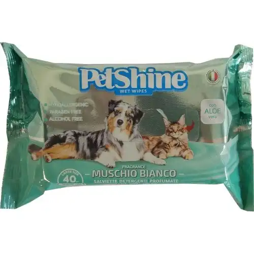 Toallitas higiénicas para perro y gato con aloe vera olor a musgo blanco