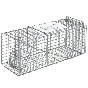 Trampa Para Animales Vivos Outsunny De Acero 66x24x30,5 Cm Plata