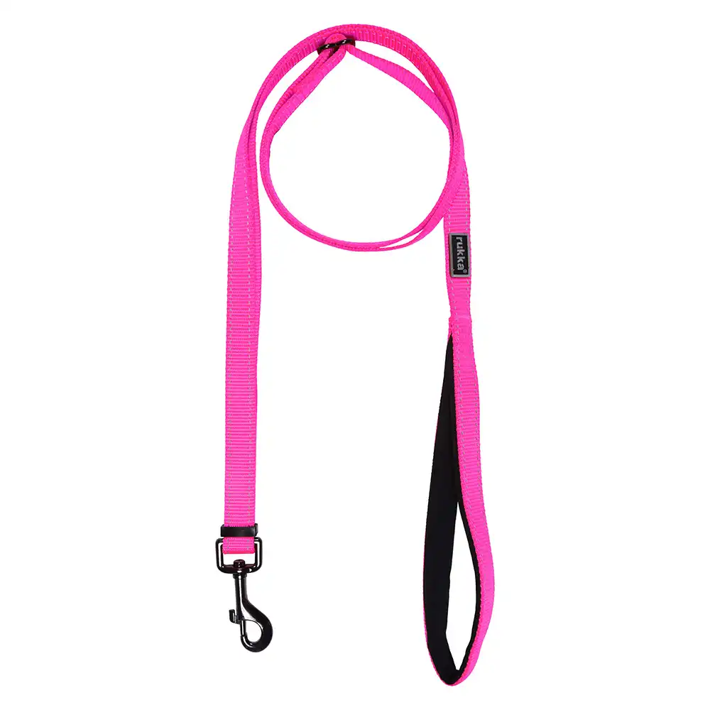 Correa reflectante Rukka® Bliss Neon rosa para perros - S: 200 cm de largo, 10 mm de ancho