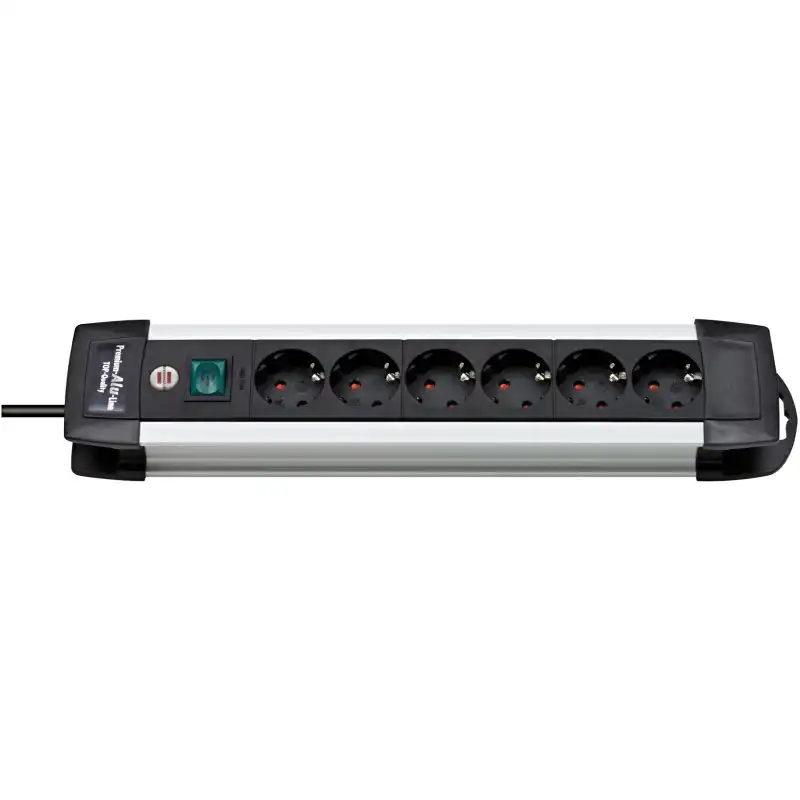 Brennenstuhl Premium-Alu-Line Regleta de Enchufes con 6 Tomas de Corriente 3m Plateado/Negro