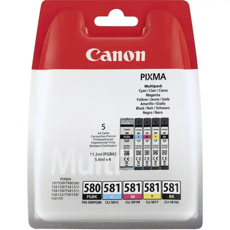 Canon PGI-580/CLI-581 Pack 2 Cartuchos Tinta Original Negro + Tricolor