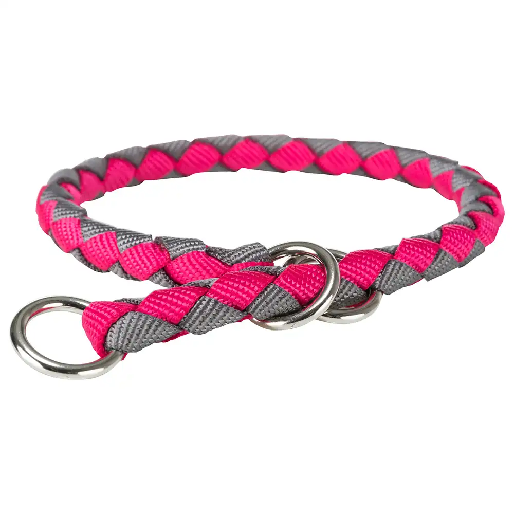 Collar antitirones Trixie Cavo fucsia y grafito para perros - T/M: 39-45 cm perímetro de cuello, 12 mm de diámetro