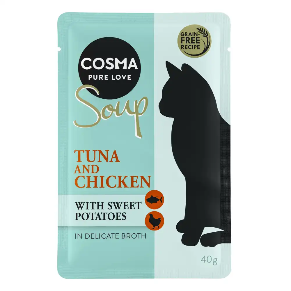 Cosma Soup sopa para gatos 12 x 40 g - Atún y pollo con batata