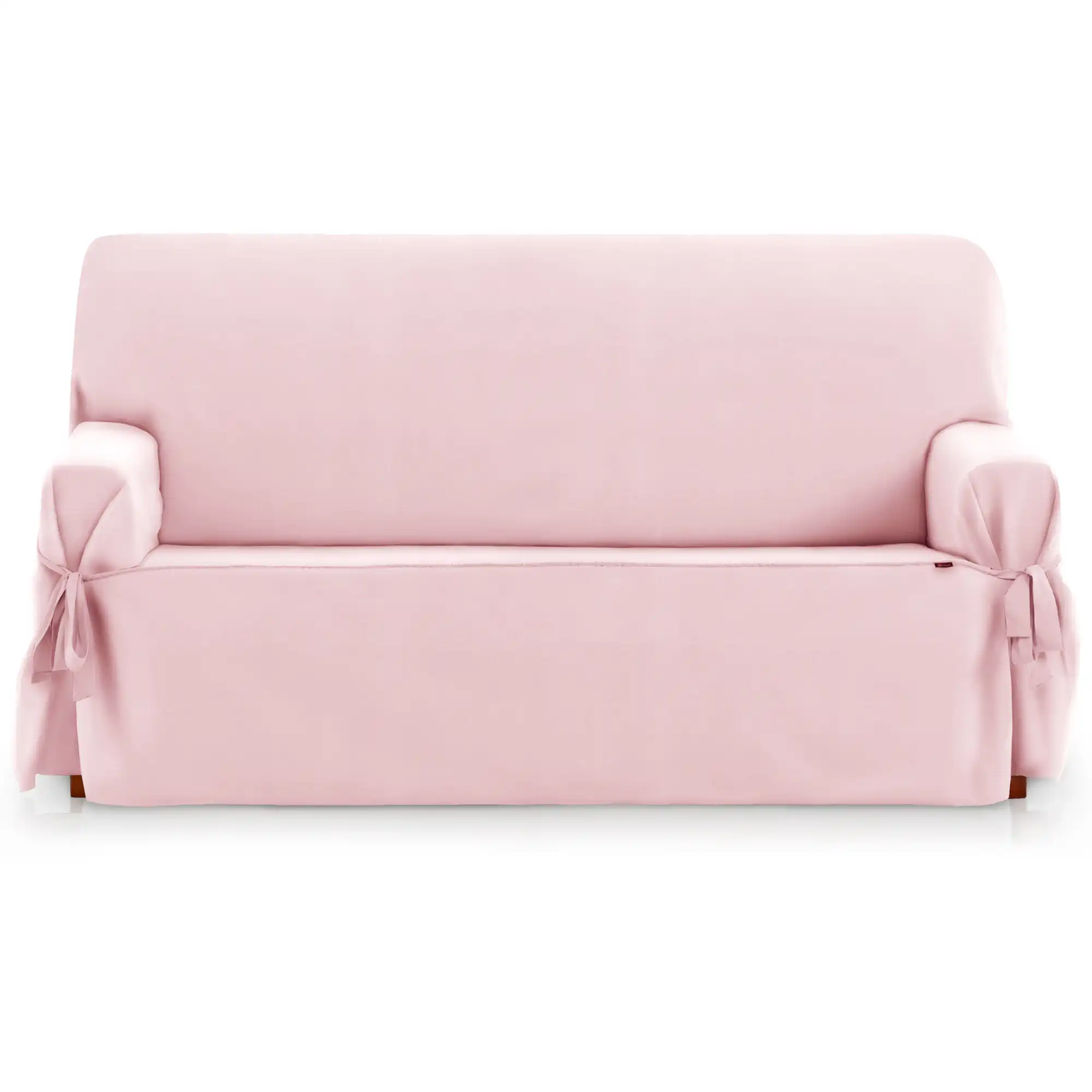 Protector Funda Sofa 2 Plazas con lazos. Color Rosa. 2 plazas (120 - 180 cm)