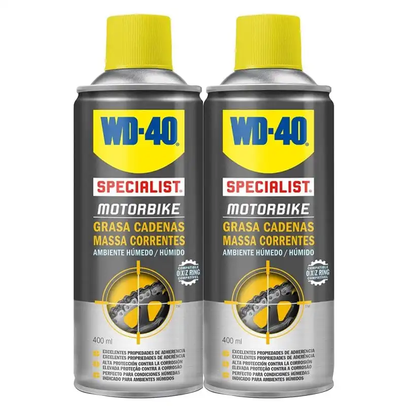 WD-40 Specialist Motorbike Pack 2 Spray Grasa de Cadenas Ambiente Húmedo 400ml