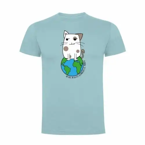 Camiseta hombre "Un día mi gato dominará el mundo" color Azul