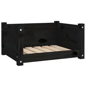 Cama Para Perros Madera Maciza De Pino Negro 55,5x45,5x28 Cm Vidaxl