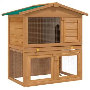 Casa De Animales Pequeños Jaula Conejera 3 Puertas Madera Vidaxl