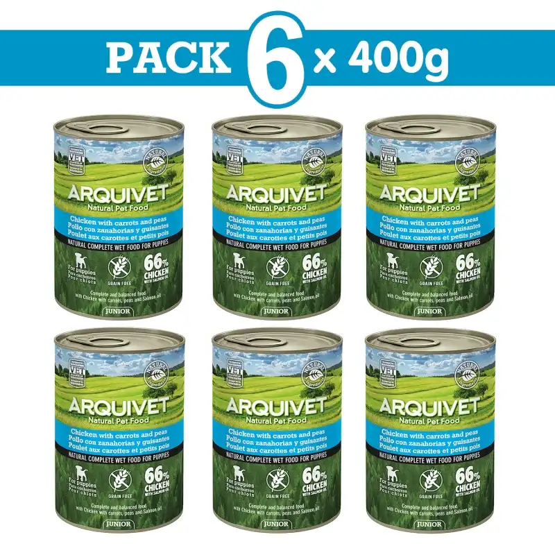 Comida húmeda Arquivet Wet DOG FOOD 400g JUNIOR Pollo, Unidades 6 unidades