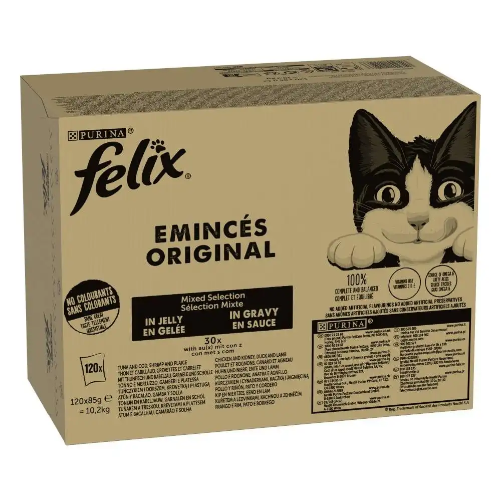 Felix Estándar 120 x 85 g - Jumbopack - Carne y pescado (4 variedades)