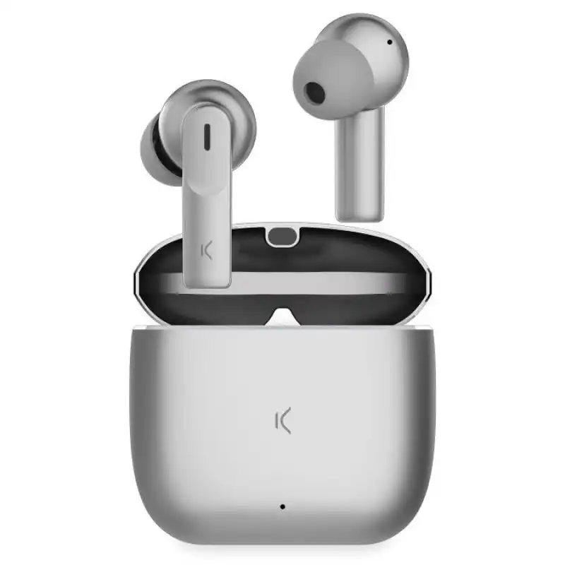 Ksix Meteor Auriculares Inalámbricos con Estuche Metálico Control Táctil Plata