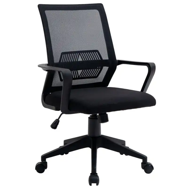 Vinsetto Silla de Oficina Transpirable con Reposabrazos Negra