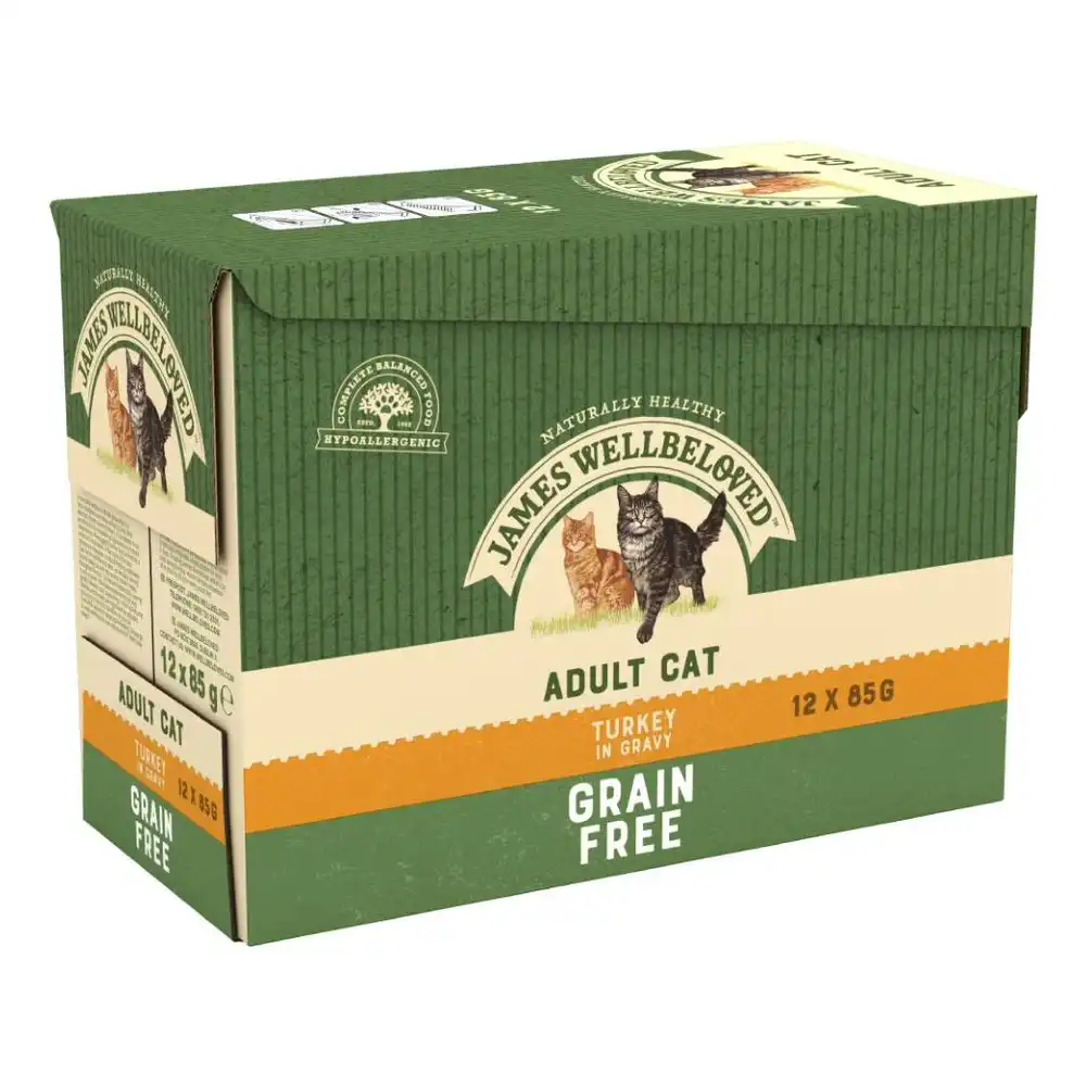 James Wellbeloved sin cereales 12 x 85 g para gatos: ¡15 % de descuento! - Adult con pavo