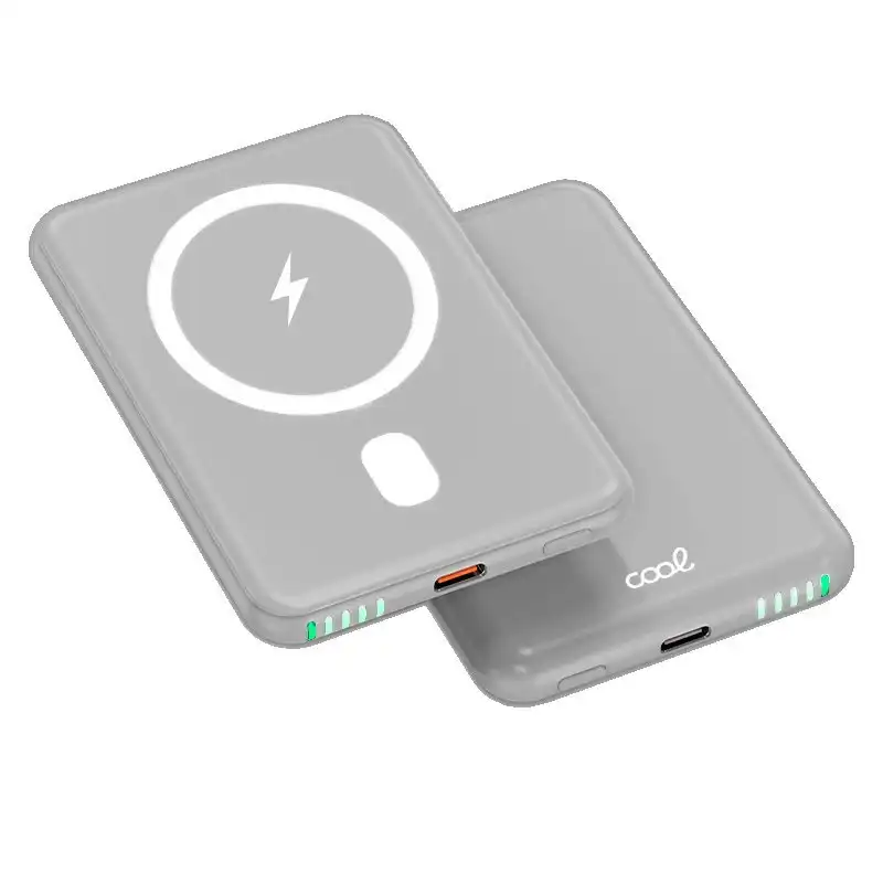 Cool Batería Externa Universal MAGNÉTICA Power Bank Qi 5000 mAh Gris