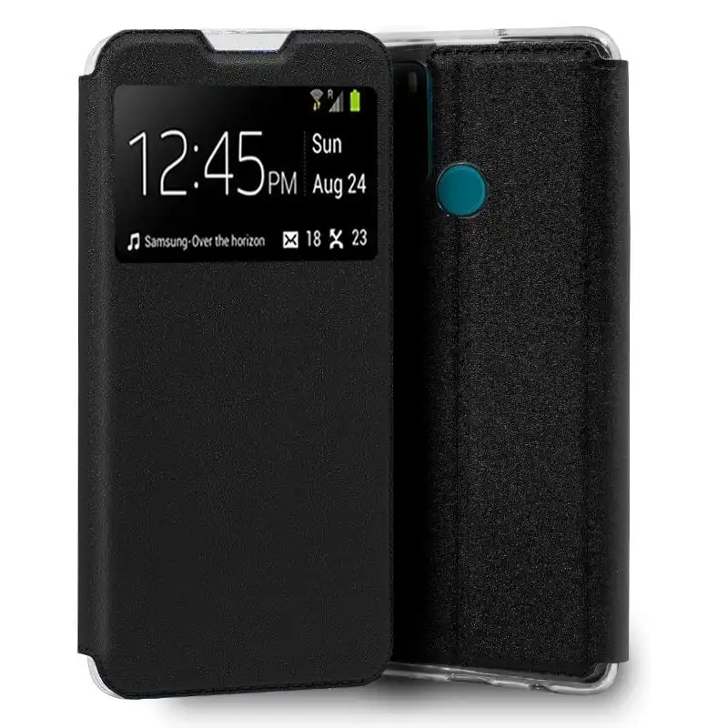Cool Funda Flip Cover Liso Negro para Alcatel 1S (2021)/3L (2021)