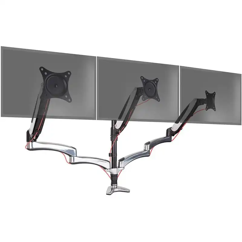 Duronic DM653 Soporte Doble Brazo Giratorio Inclinable 3 Monitores 15"-27" VESA 100x100 Máx. 8Kg
