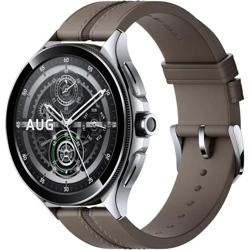 Xiaomi Watch 2 Pro Reloj Smartwatch de Caja Plateada con Correa de Cuero Marrón