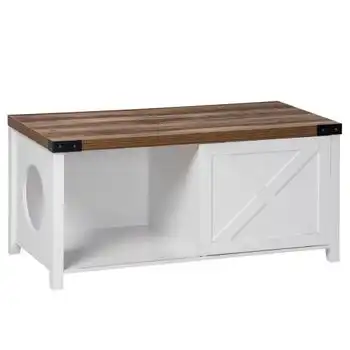 Mueble Arenero De Mdf Casa Para Gatos 109x51x52 Cm-pawhut. Blanco